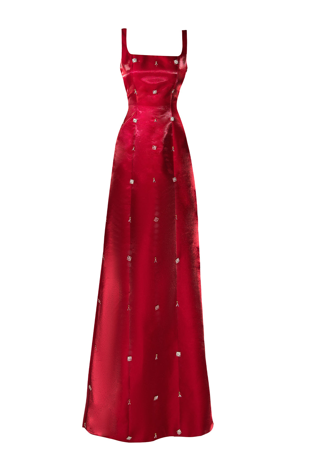 Women's Morales A-line Square Neck Taffeta Silk Floor Length Dress XS/S/M/L/XL Red Happy Clothing Women's Morales A-line Square Neck Taffeta Silk Floor Length Dress XS/S/M/L/XL Red Happy Clothing
