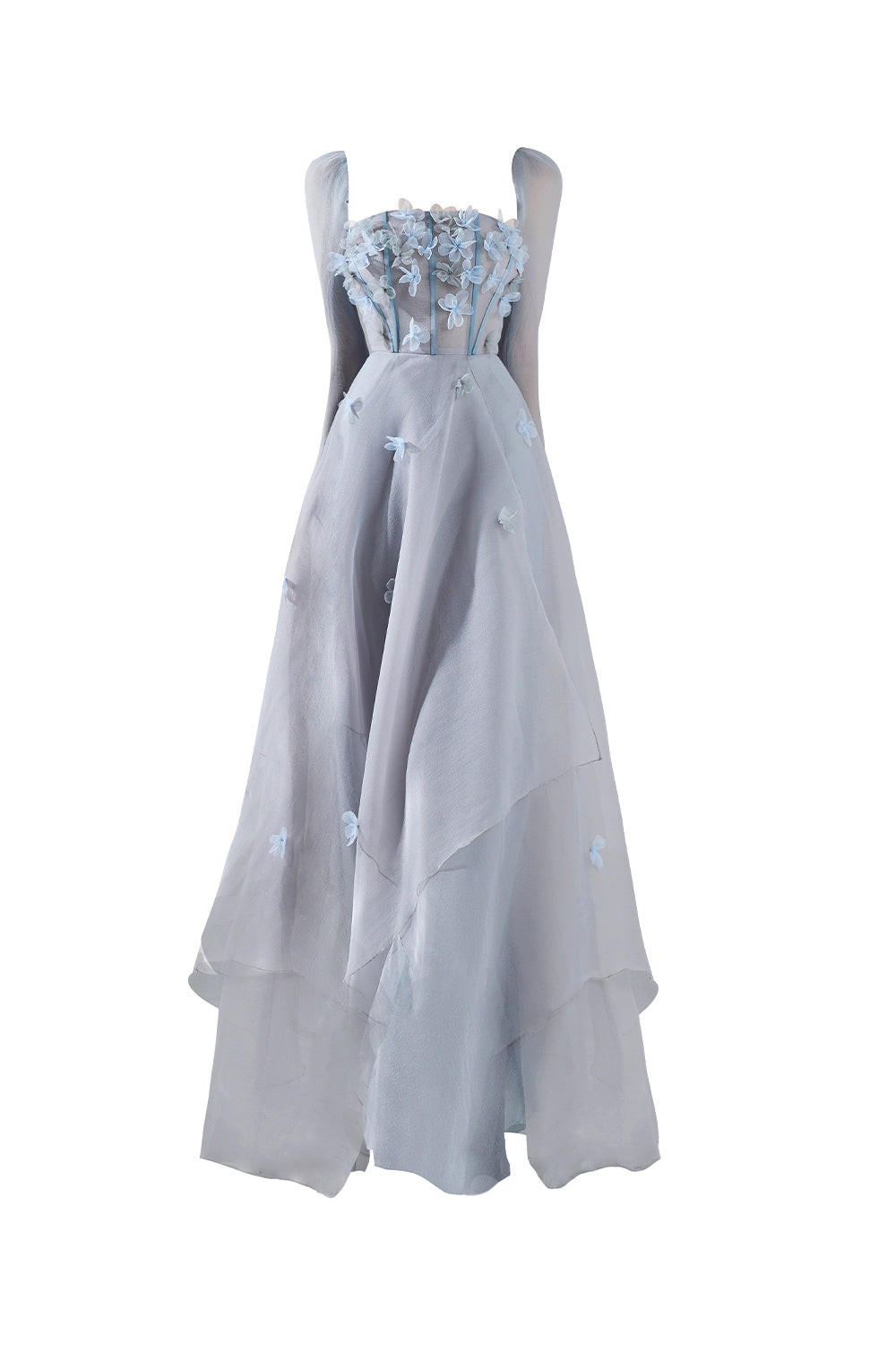 Women's Hayley Flared Long Sleeved Organza Ankle Length Dress S/M/L/XL Blue Grey Happy Clothing Women's Hayley Flared Long Sleeved Organza Ankle Length Dress S/M/L/XL Blue Grey Happy Clothing