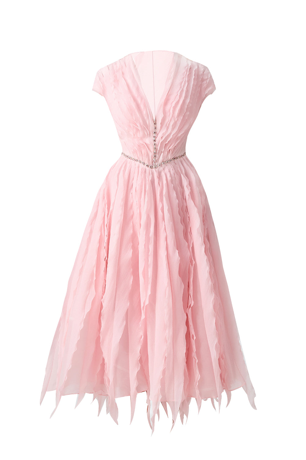 Women's Calhoun Fit and Flare V-Neck Organza Midi Dress XS/S/M/L/XL/Customize Pink/Beige Happy Clothing Women's Calhoun Fit and Flare V-Neck Organza Midi Dress XS/S/M/L/XL/Customize Pink/Beige Happy Clothing