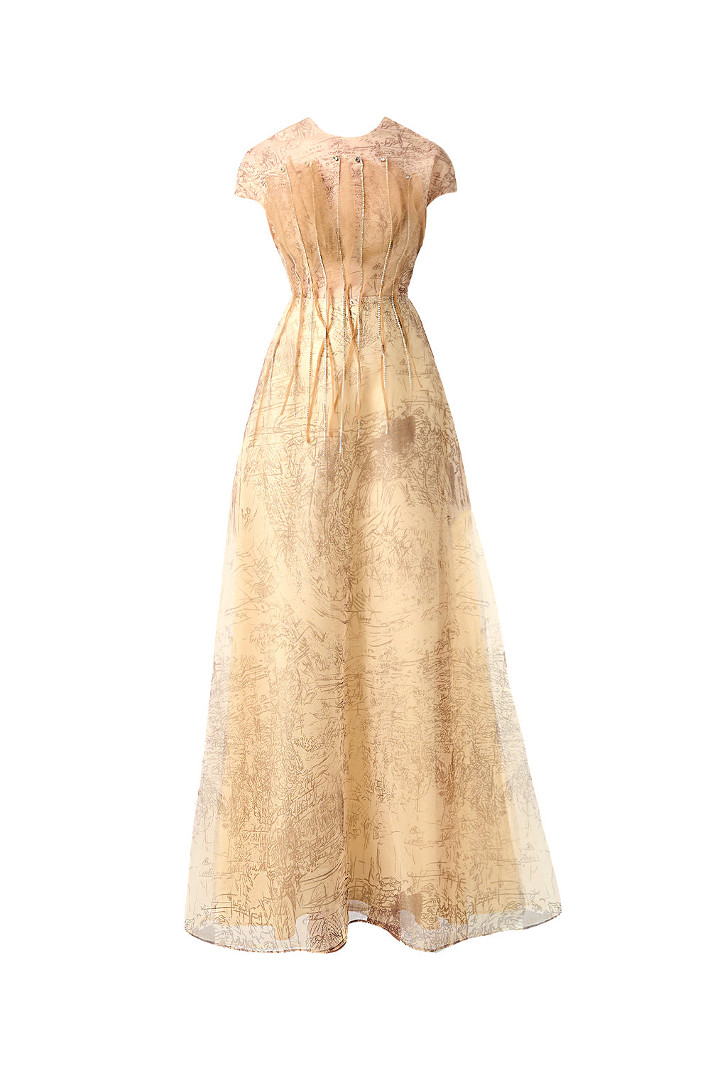 Women's Reilly A-line Jewel Neck Organza Ankle Length Dress XS/S/M/L/XL/Customize Beige Happy Clothing Women's Reilly A-line Jewel Neck Organza Ankle Length Dress XS/S/M/L/XL/Customize Beige Happy Clothing