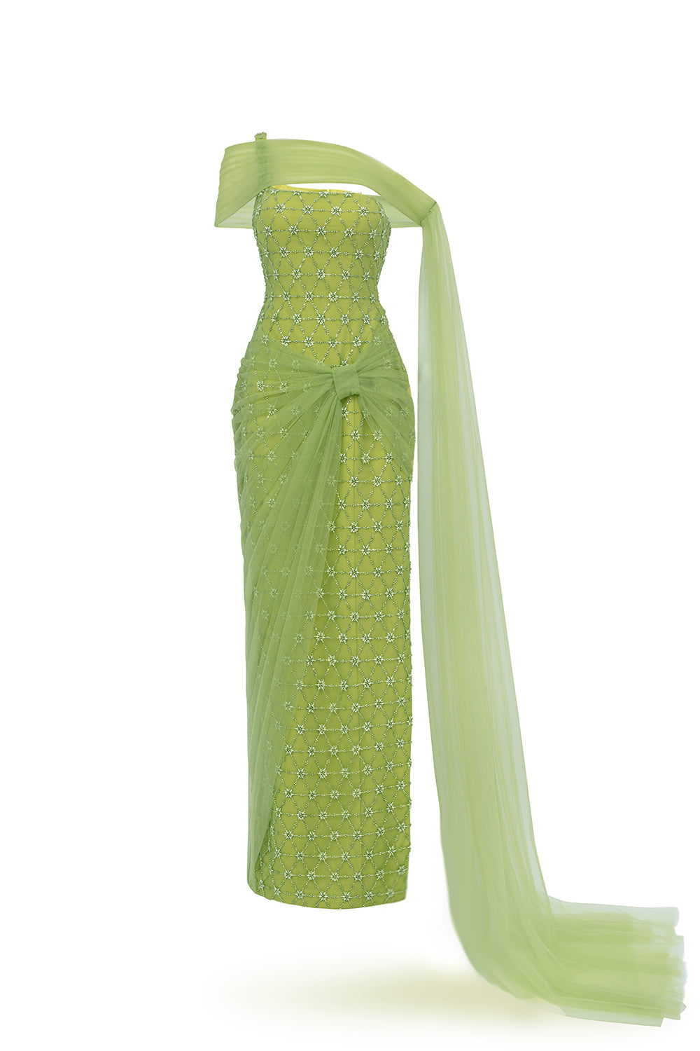 polyester green dress Nissa Dress - Bright green - Recycled polyester