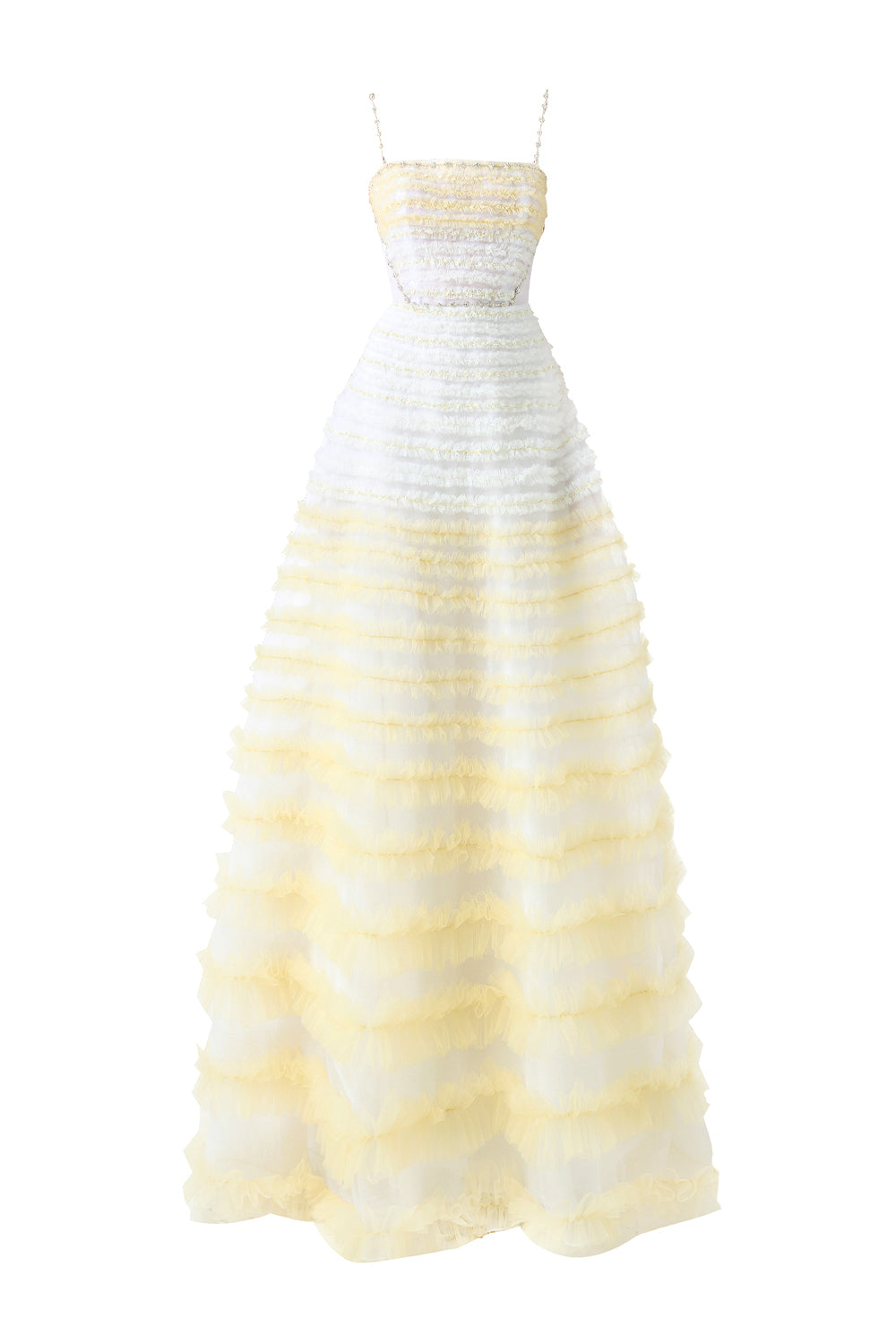 Women's Steele Ball Gown Ruffle Trim Organza Floor Length Dress XS/S/M/L/XL/Customize Beige Happy Clothing Women's Steele Ball Gown Ruffle Trim Organza Floor Length Dress XS/S/M/L/XL/Customize Beige Happy Clothing