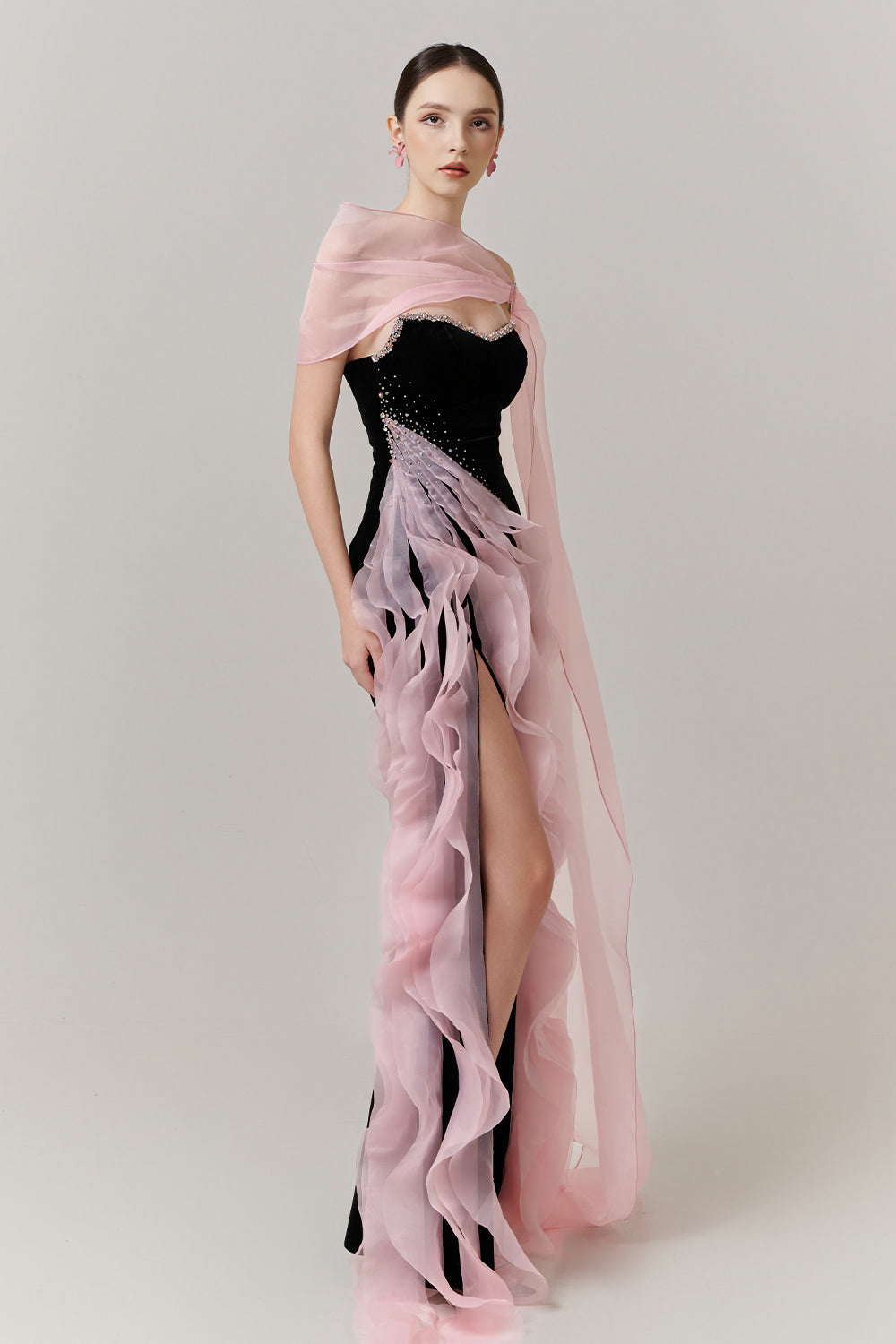 Elara Sheath Rhinestone Maxi Dress