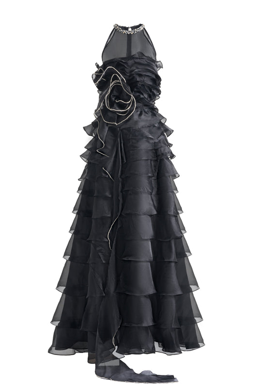 Hadley A-line Ruffle Layer Organza Maxi Dress