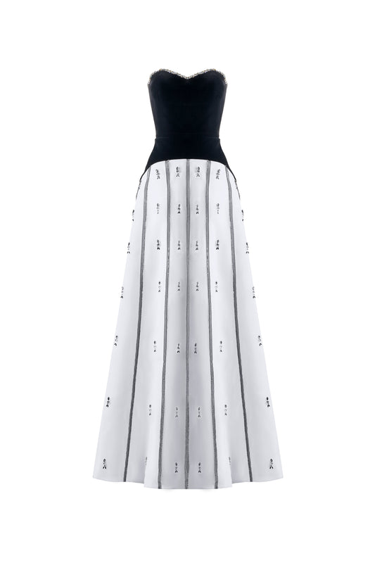 April A-line Semi-Heart Neck Polyester Maxi Dress