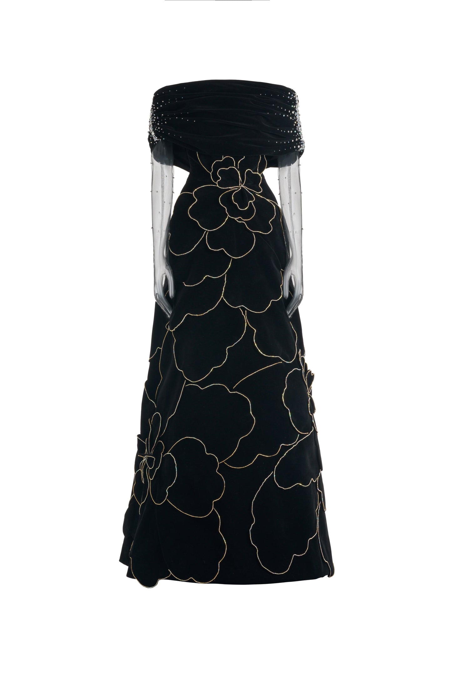 Charli Ball Gown Bead Velvet Maxi Dress
