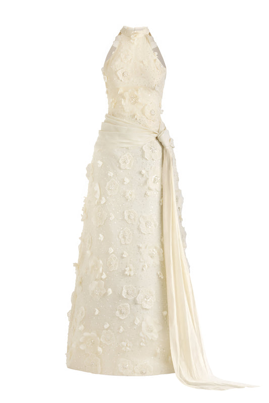 Jovie A-line Halter Neck Polyester Maxi Dress