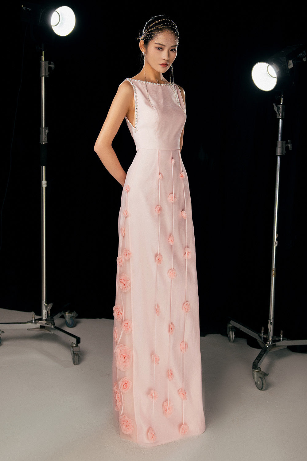Women's Juarez A-line Boat Neck Mesh Silk Floor Length Dress XS/S/M/L/XL Pink Happy Clothing Women's Juarez A-line Boat Neck Mesh Silk Floor Length Dress XS/S/M/L/XL Pink Happy Clothing