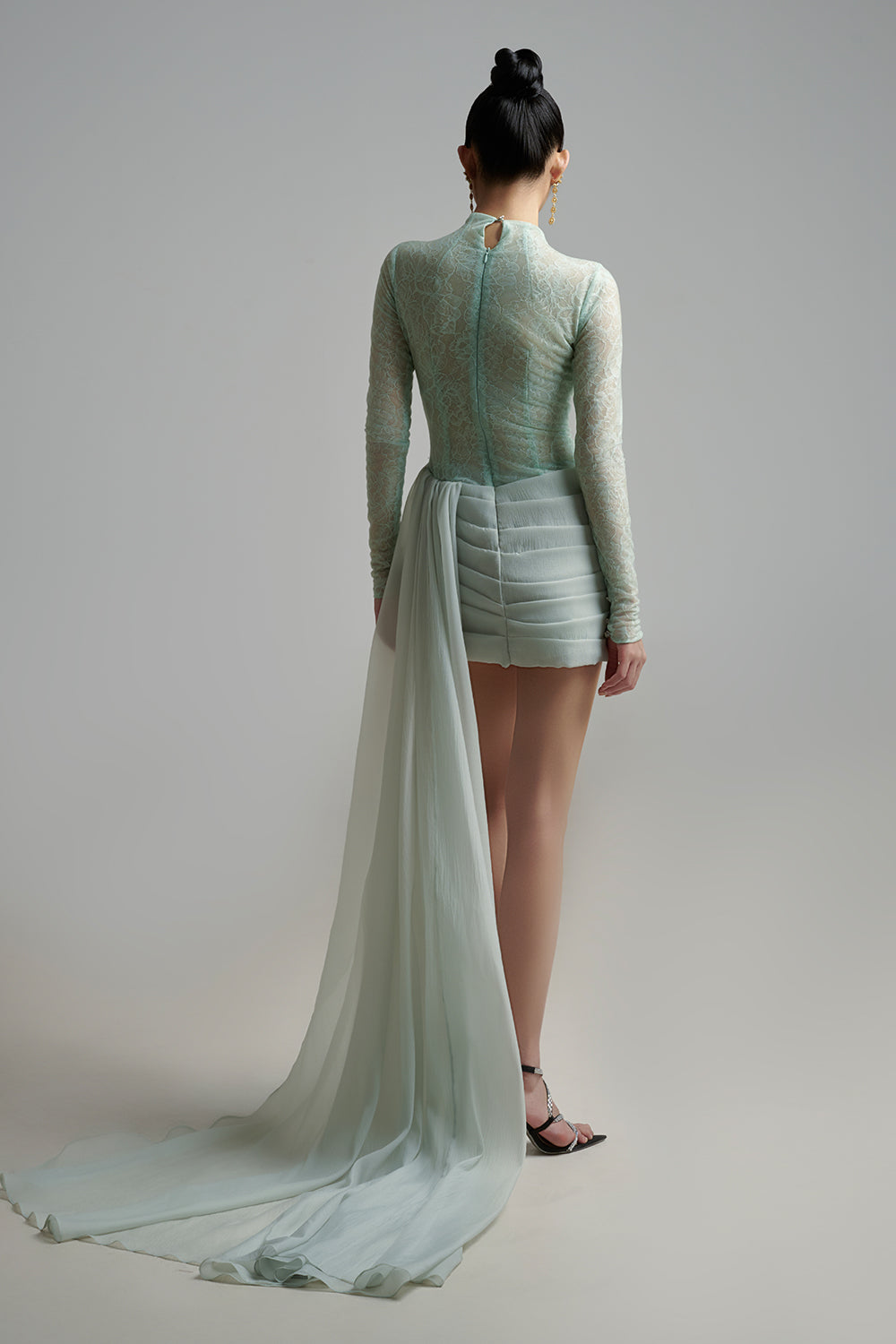 Loretta Bodycon Extended Flap Organza Maxi Dress