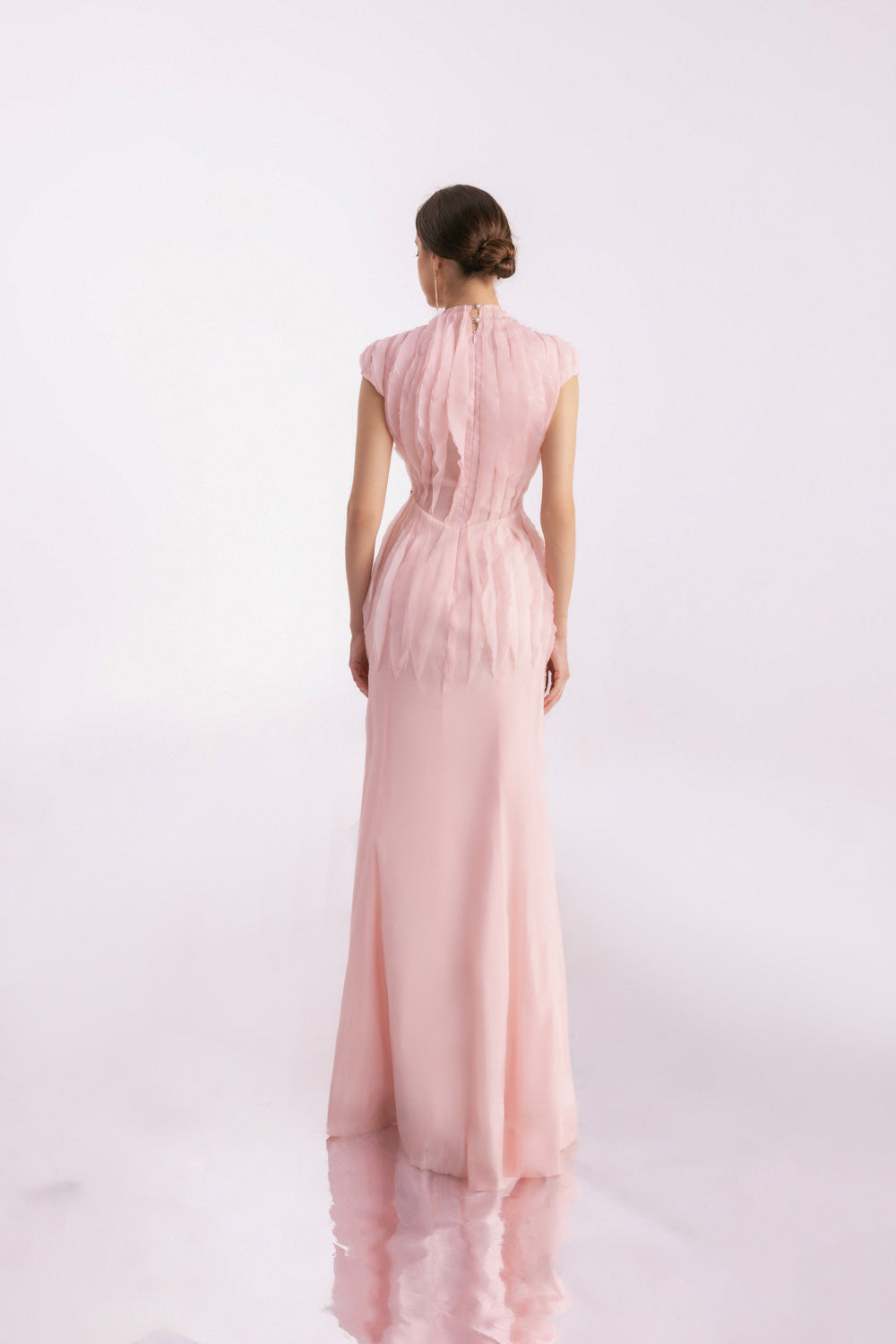 Rhodes Mermaid Cap Sleeved Silk Organza Floor Length Dress