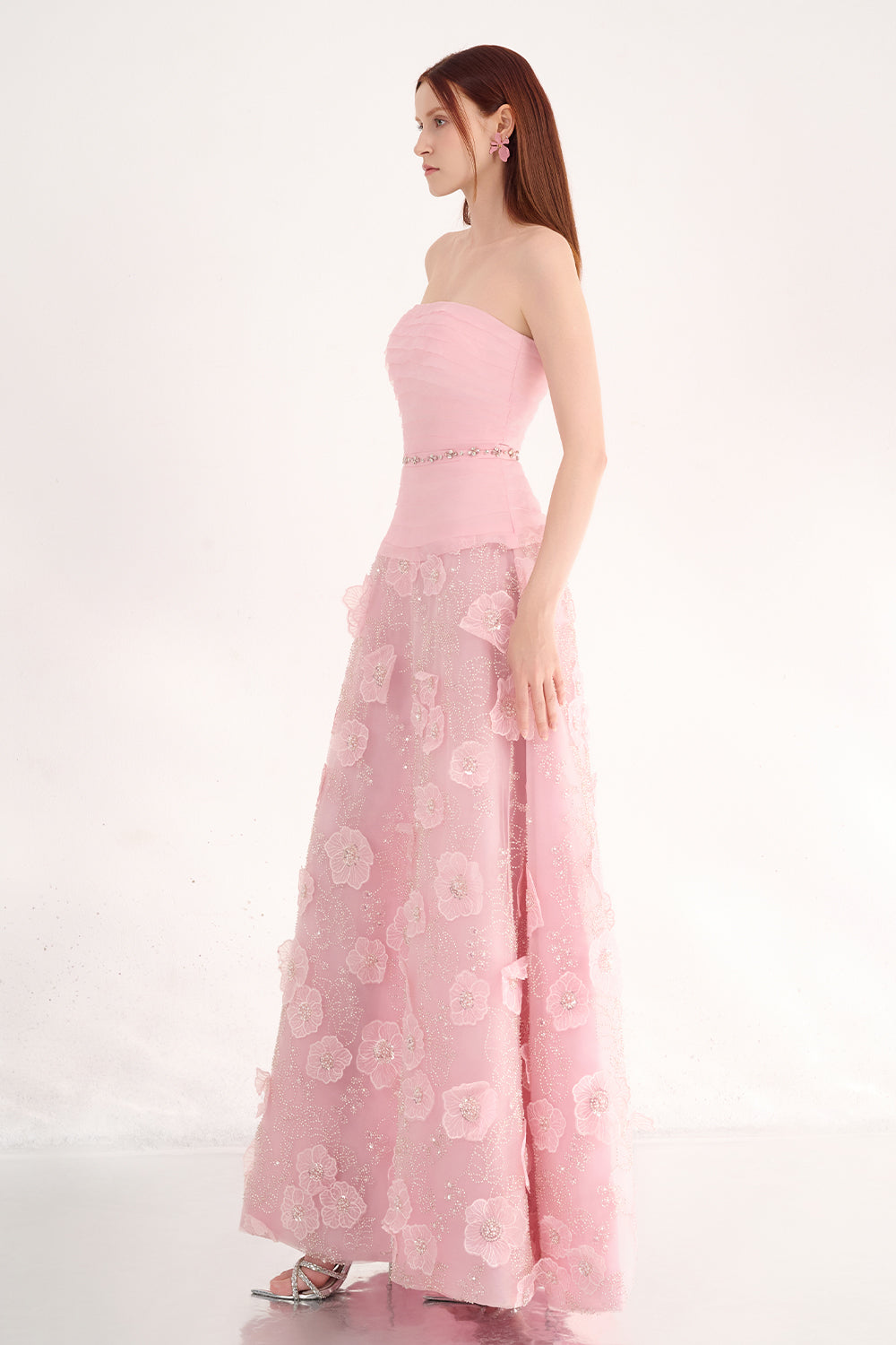 Juliet A-line Flower Applique Polyester Maxi Dress