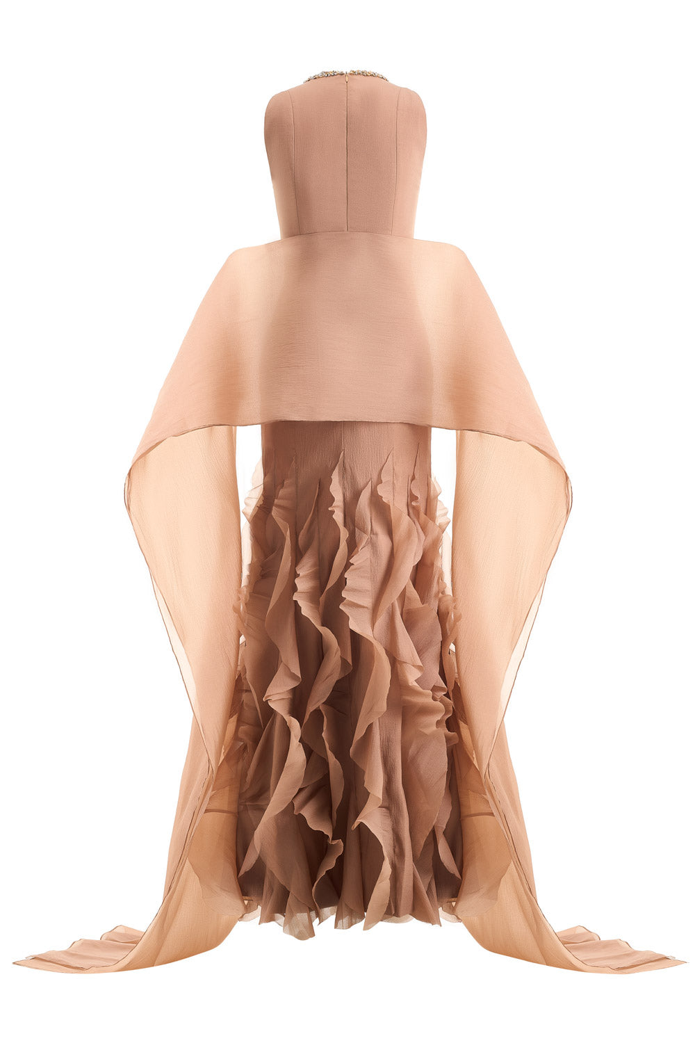 Potter Mermaid Jewel Neck Organza Floor Length Dress