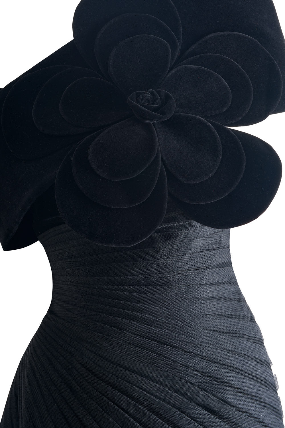 Lester A-line Side Pleated Polyester Floor Length Dress