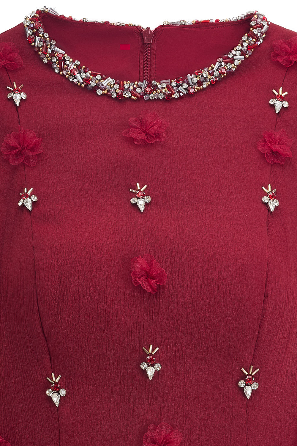 Potter Mermaid Jewel Neck Organza Floor Length Dress