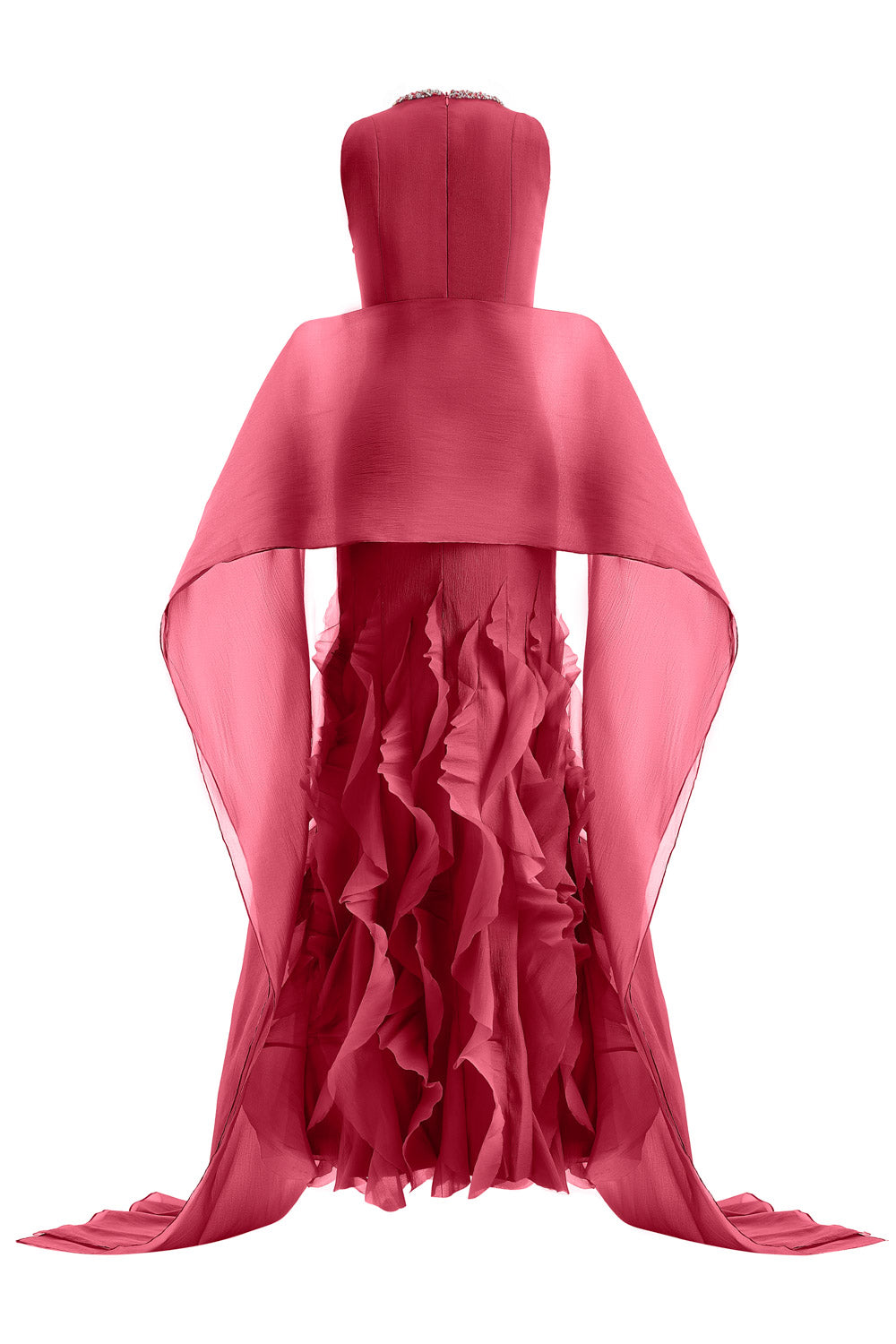 Potter Mermaid Jewel Neck Organza Floor Length Dress