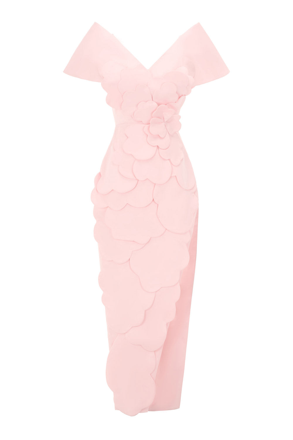 Glenn Slit Flower Applique Polyester Maxi Dress