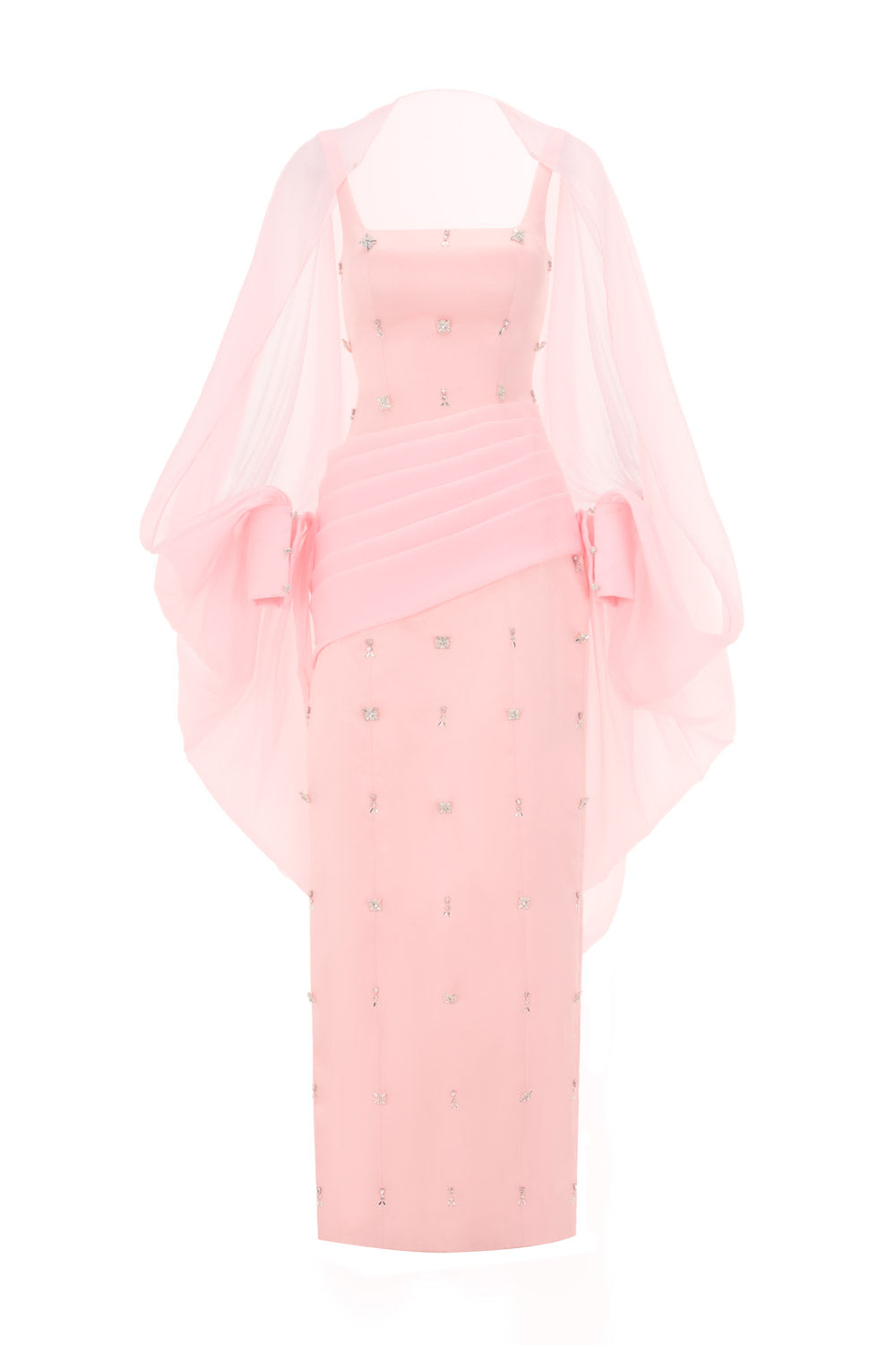 Sylvia Sheath Square Neck Twill Floor Length Dress