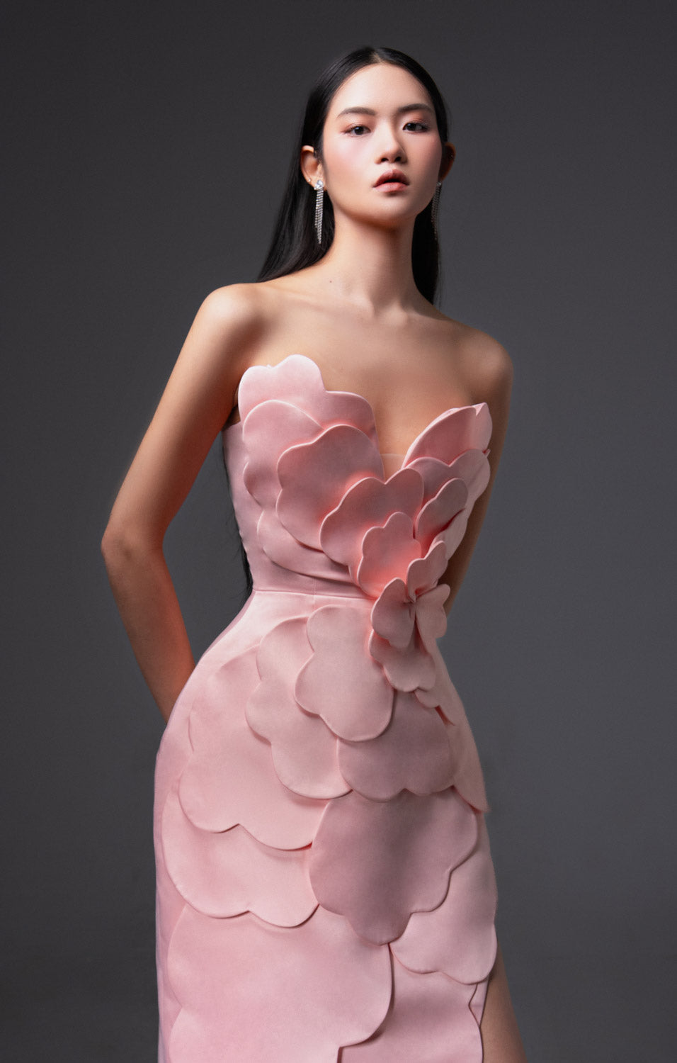 Velour Pegged Sleeveless Polyester Maxi Dress