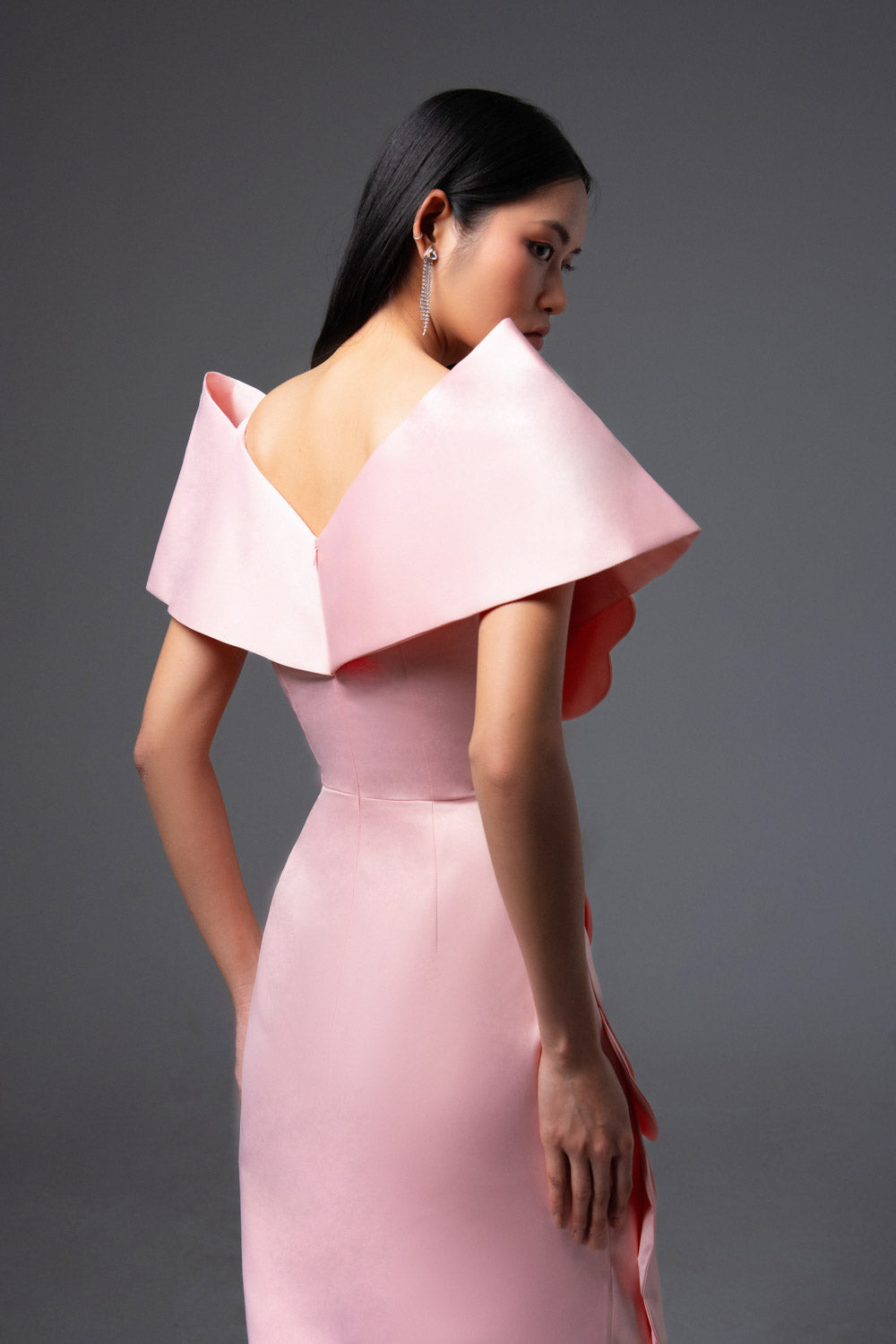 Glenn Slit Flower Applique Polyester Maxi Dress