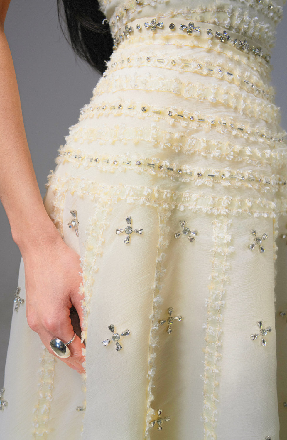 Birdie Fit and Flare Stone Organza Maxi Dress