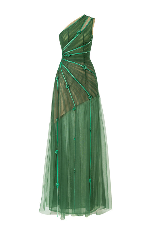 Makenna A-line One Shoulder Polyester Floor Length Dress