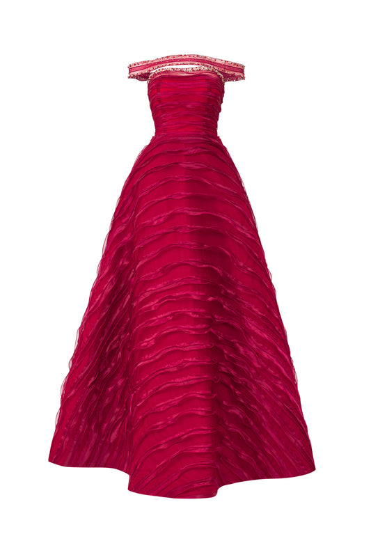 Ainsley Ball Gown Off-Shoulder Organza Maxi Dress