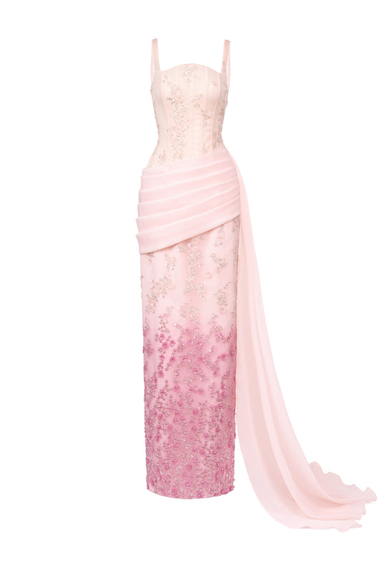 Samara Sheath Corset Waist Polyester Maxi Dress