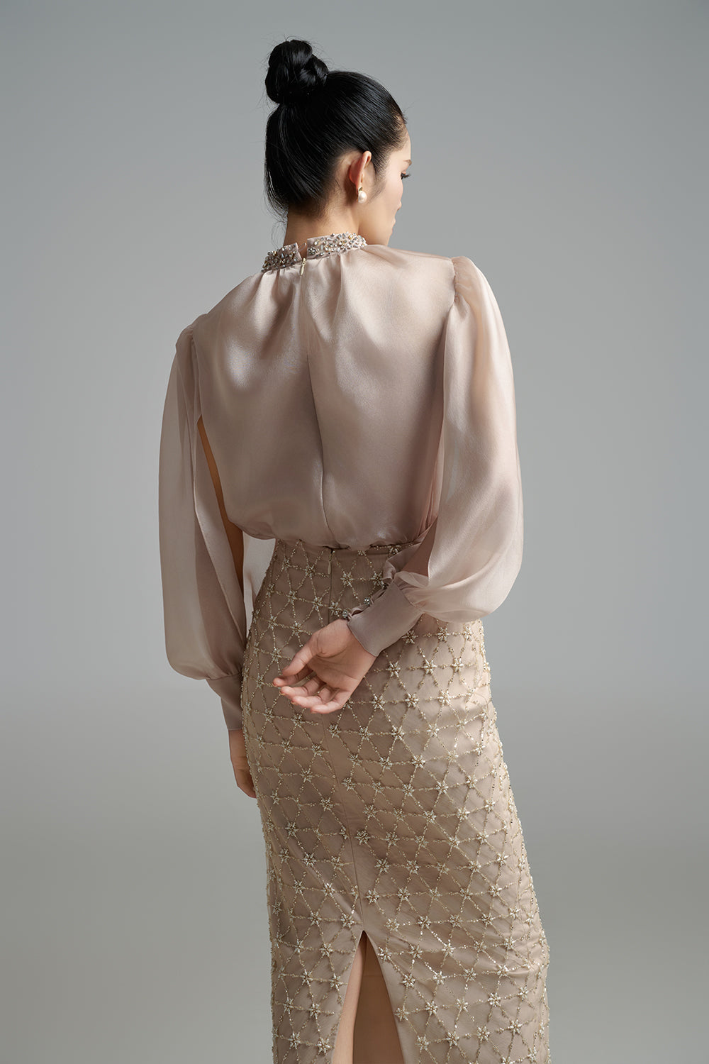 Dylan Sheath Puffy Sleeved Polyester Maxi Set