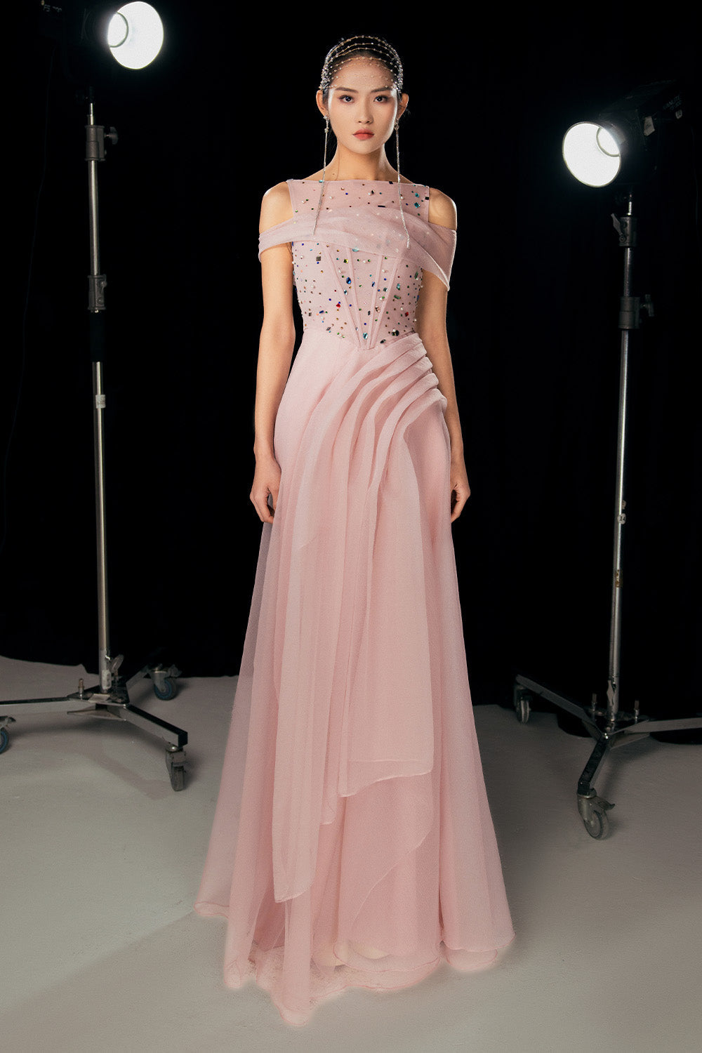 Women's Kyleigh Layered Side Slit Mesh Silk Floor Length Dress XS/S/M/L/XL Pink Happy Clothing Women's Kyleigh Layered Side Slit Mesh Silk Floor Length Dress XS/S/M/L/XL Pink Happy Clothing