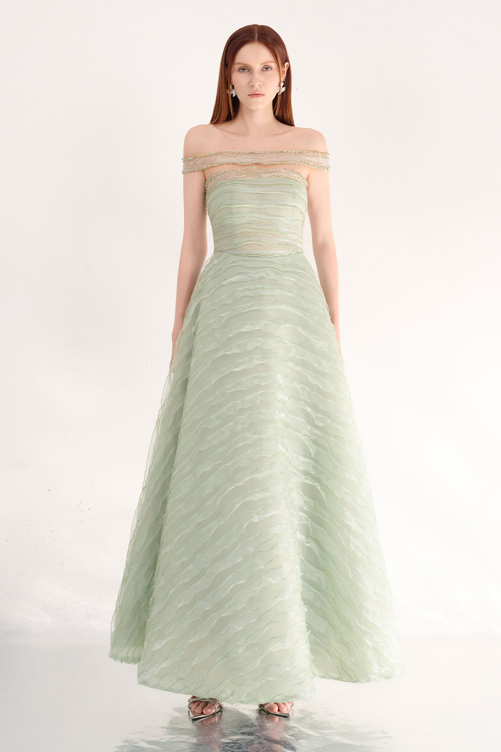 Ainsley Ball Gown Off-Shoulder Organza Maxi Dress