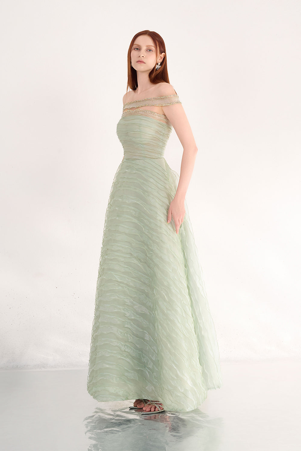 Ainsley Ball Gown Off-Shoulder Organza Maxi Dress