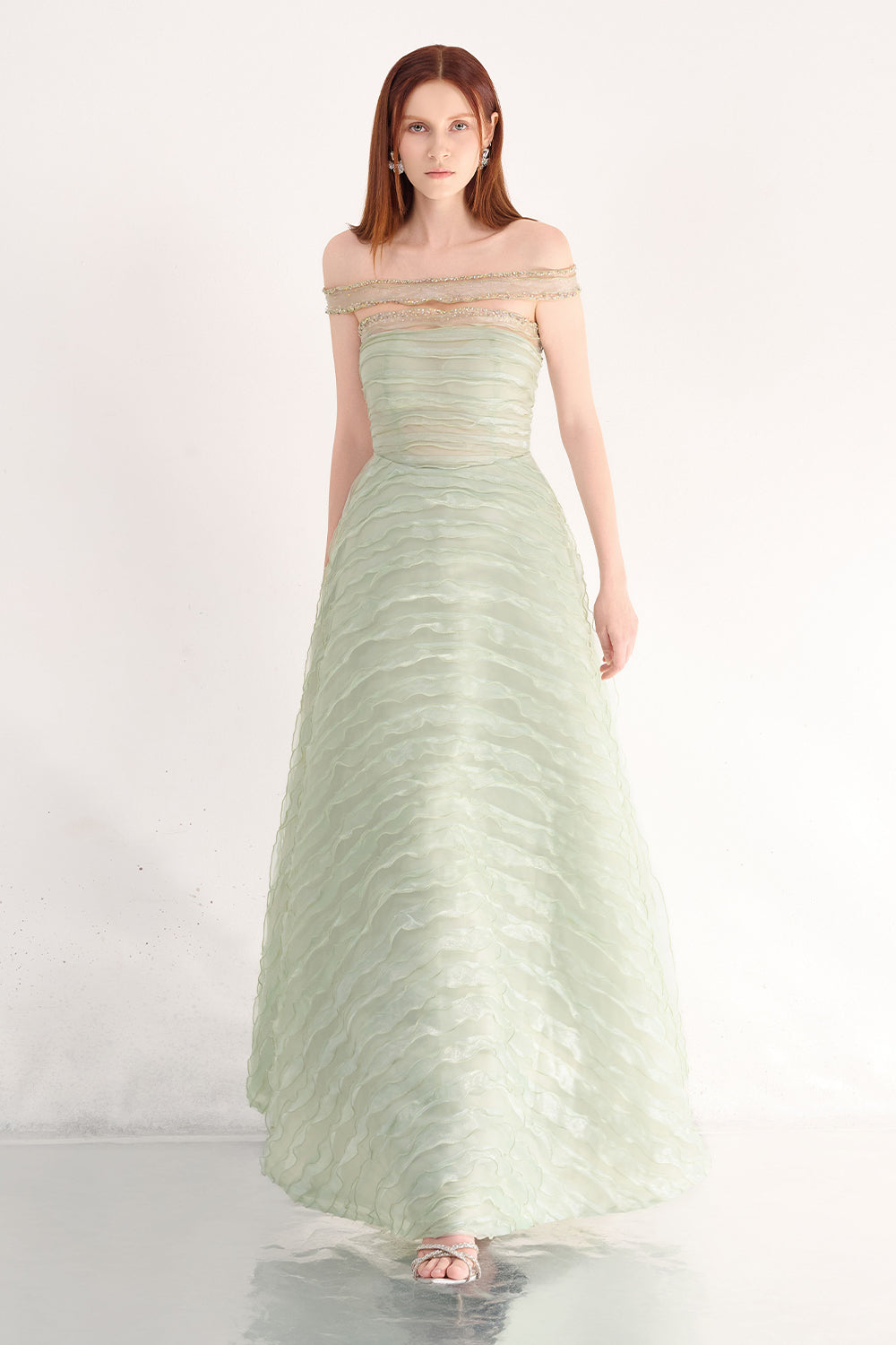 Ainsley Ball Gown Off-Shoulder Organza Maxi Dress