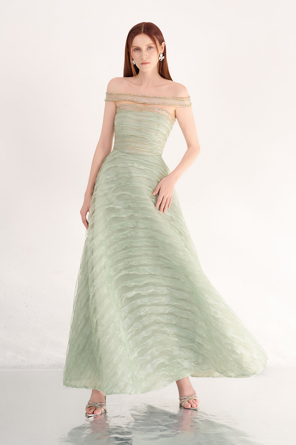 Ainsley Ball Gown Off-Shoulder Organza Maxi Dress