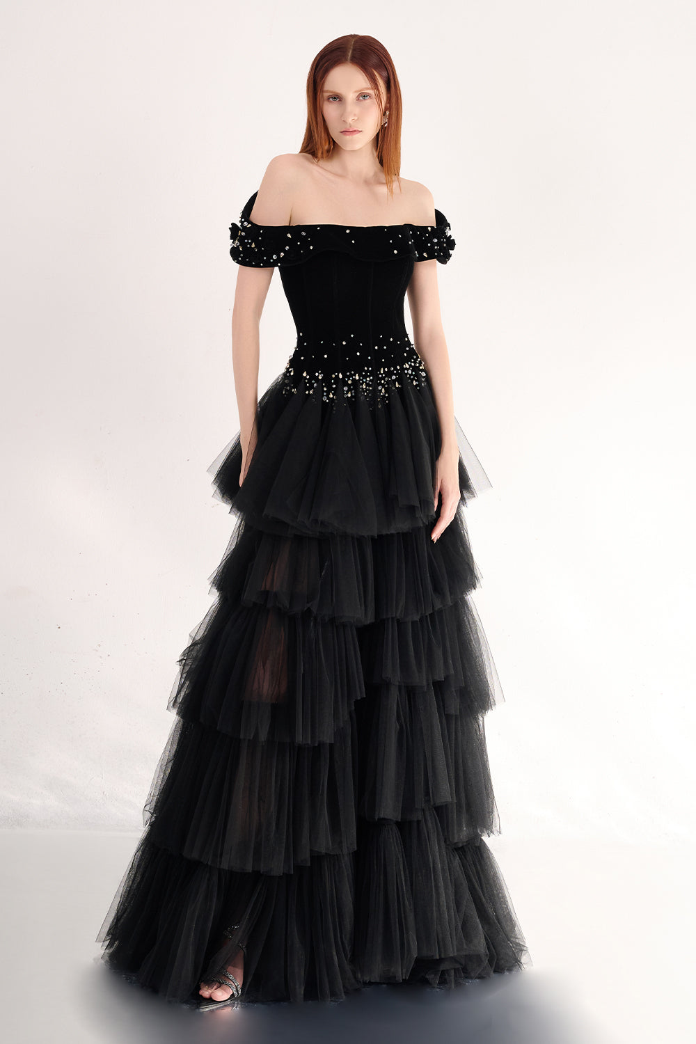 Paige Layered Off-Shoulder Organza Maxi Dress