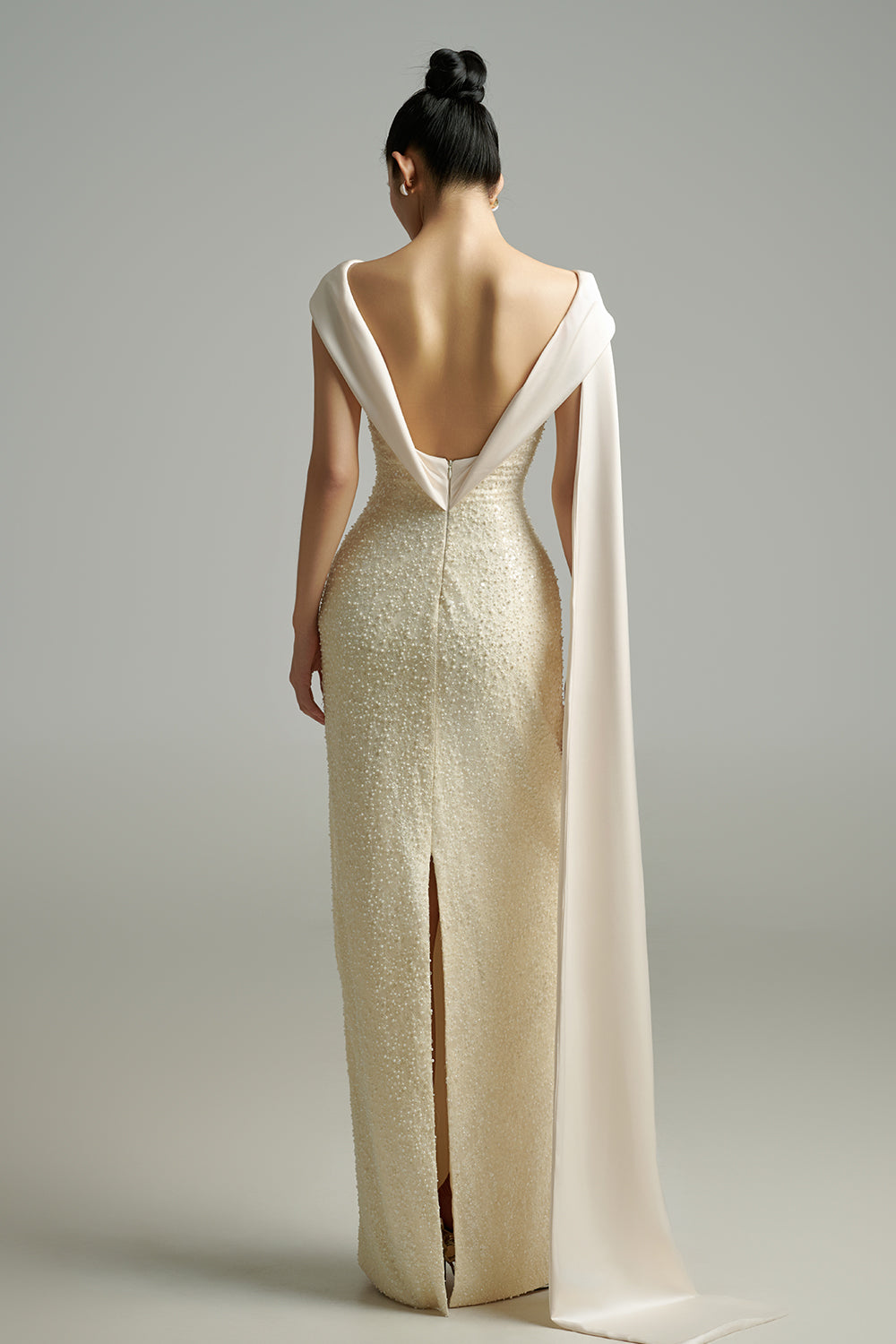 Aitana Sheath Open Back Polyester Maxi Dress
