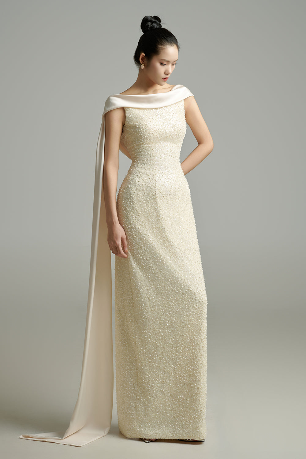 Aitana Sheath Open Back Polyester Maxi Dress