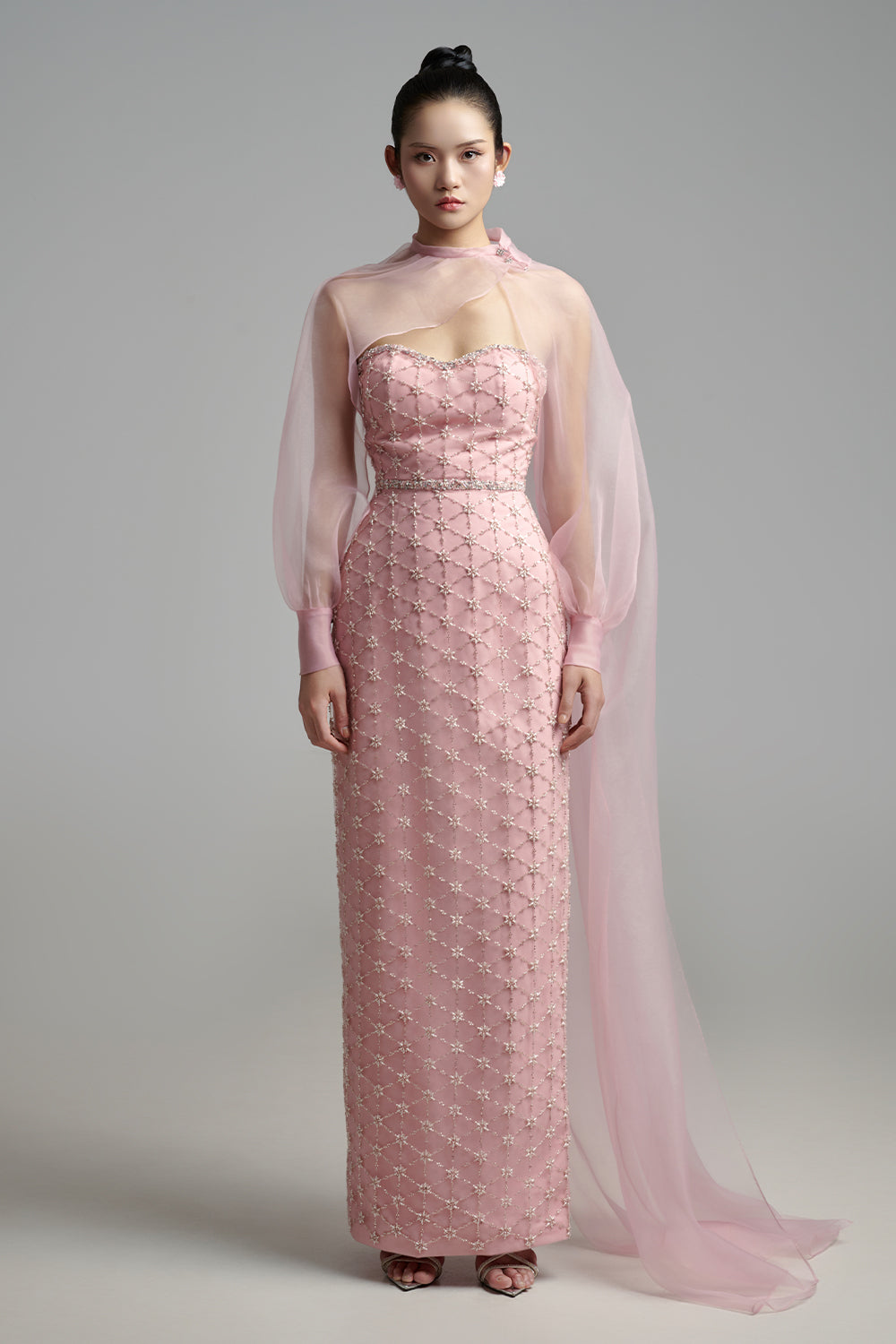 Oaklyn Sheath Bishop Sleeved Polyester Maxi Set