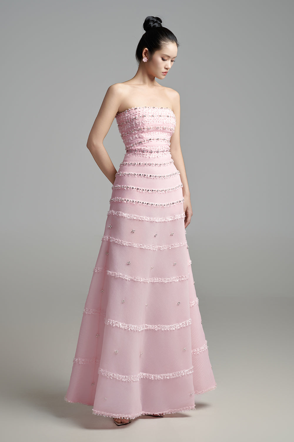 Legacy A-line Ruffle Trim Polyester Maxi Dress