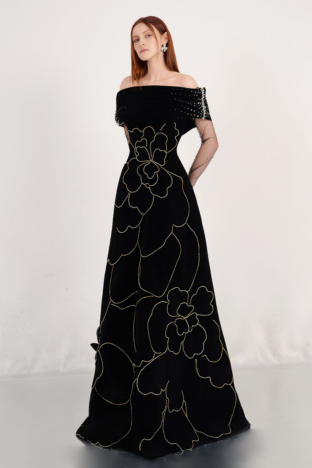 Charli Ball Gown Bead Velvet Maxi Dress