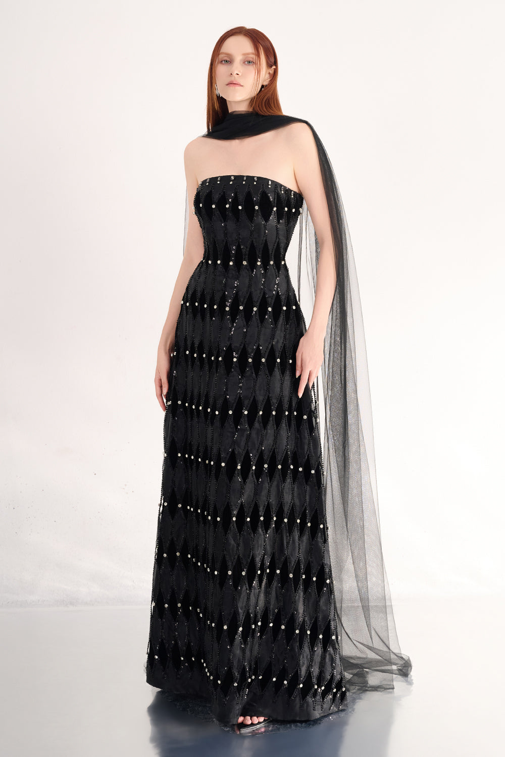 Alaiya Ball Gown Scarf Neck Polyester Maxi Dress