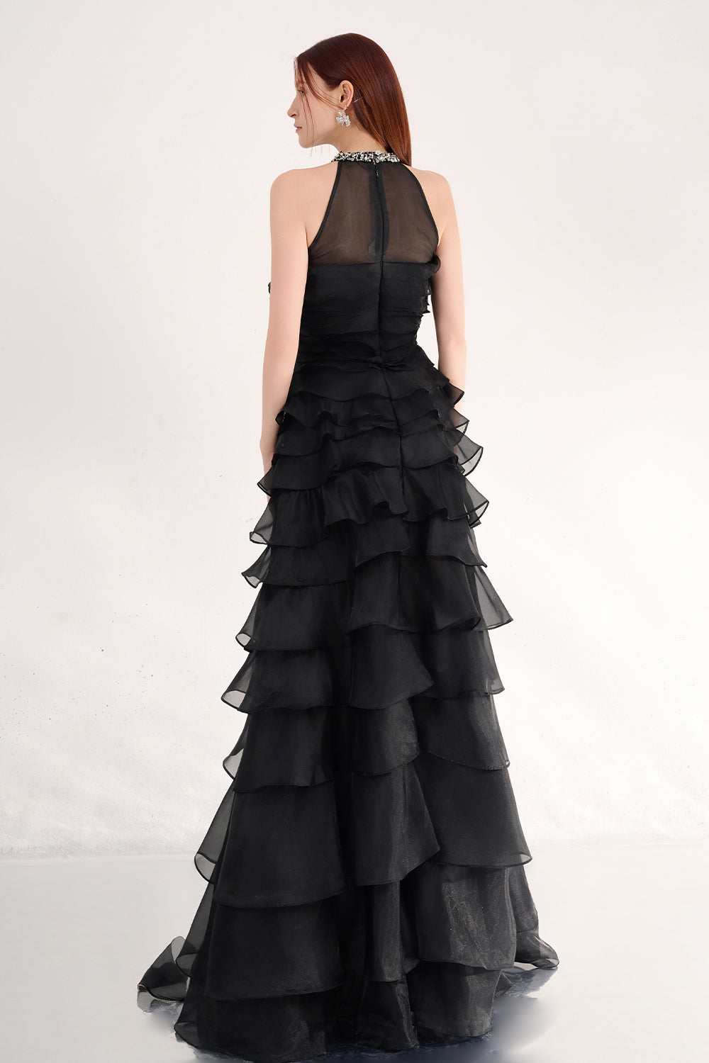 Hadley A-line Ruffle Layer Organza Maxi Dress