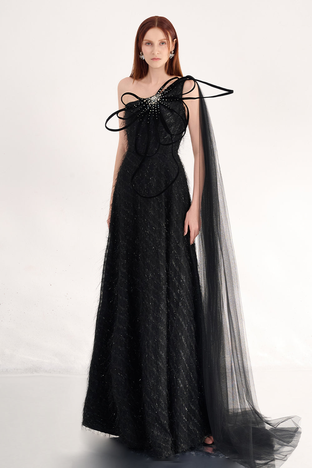 Delaney A-line One Shoulder Organza Maxi Dress