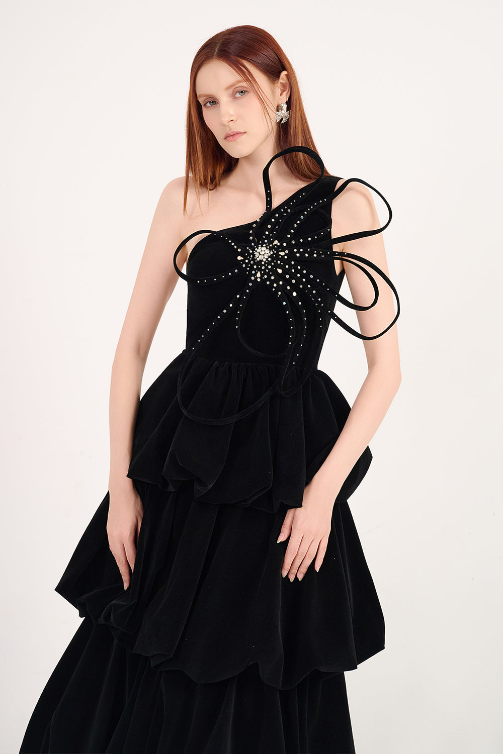 Addyson Bubble Layered Velvet Maxi Dress