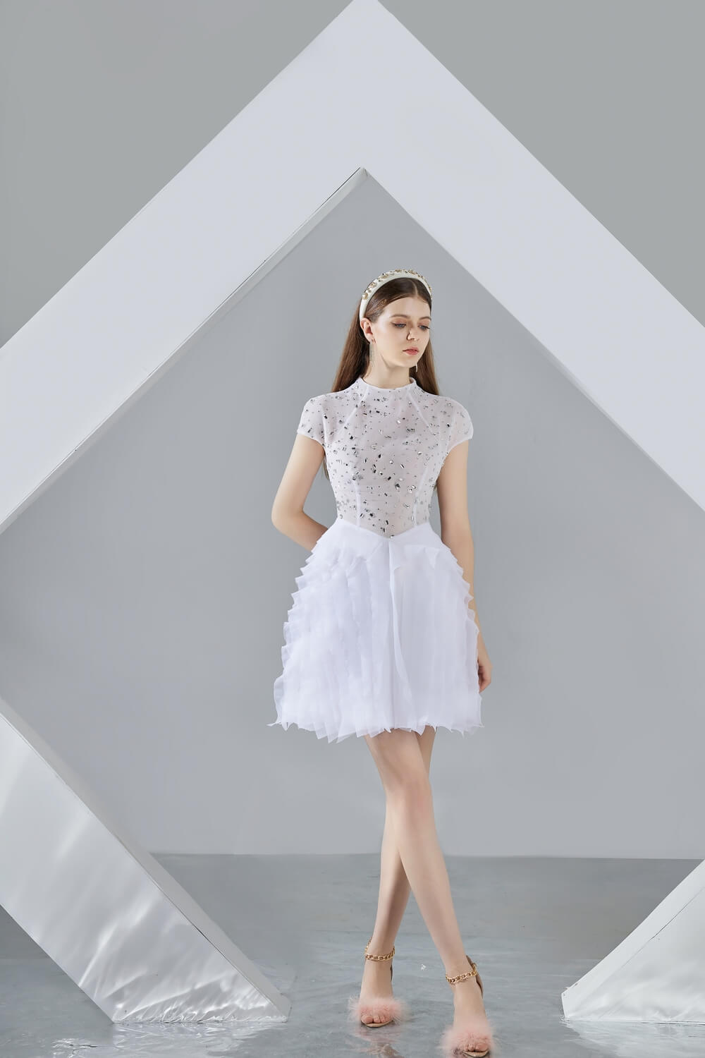 Savanna Puffy Short Sleeved Organza Mini Dress