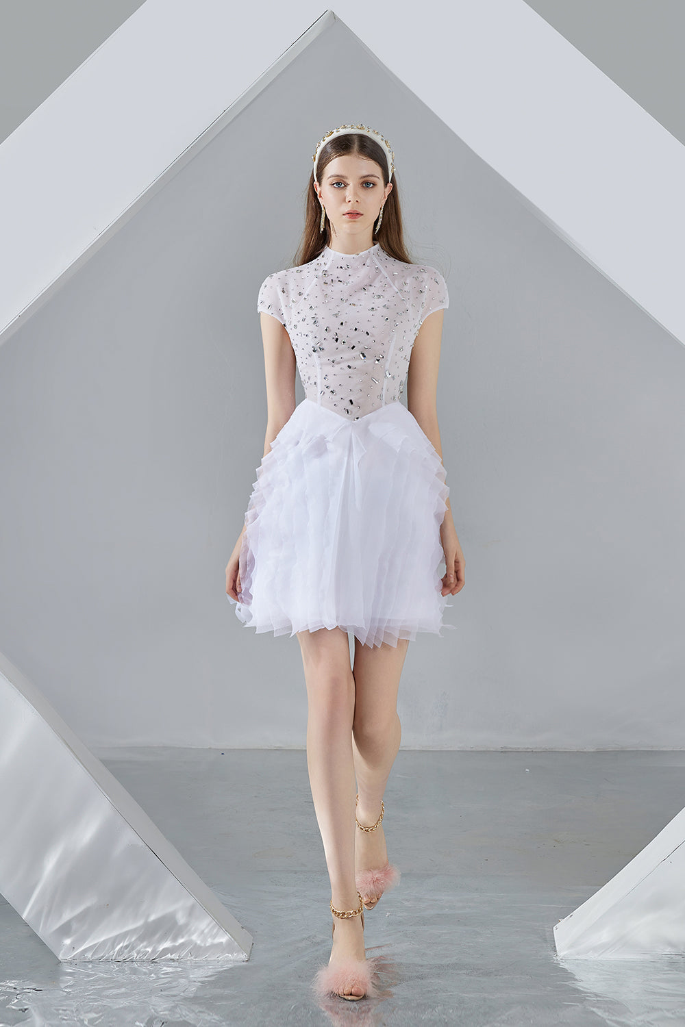 Savanna Puffy Short Sleeved Organza Mini Dress