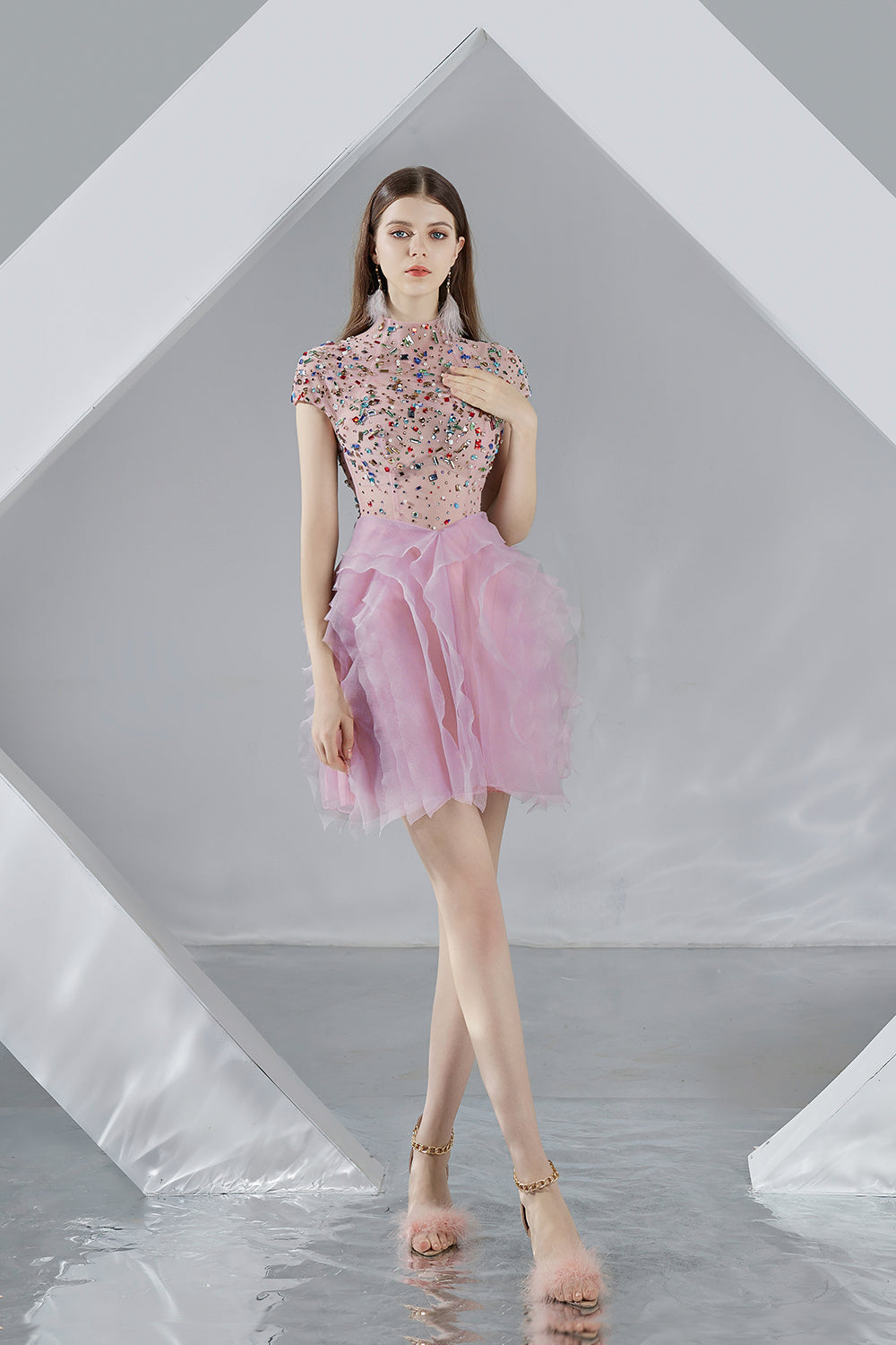 Women's Jazmin Puffy Short Sleeved Organza Mini Dress S/M/L/XL Pink – Happy Clothing Women's Jazmin Puffy Short Sleeved Organza Mini Dress S/M/L/XL Pink – Happy Clothing