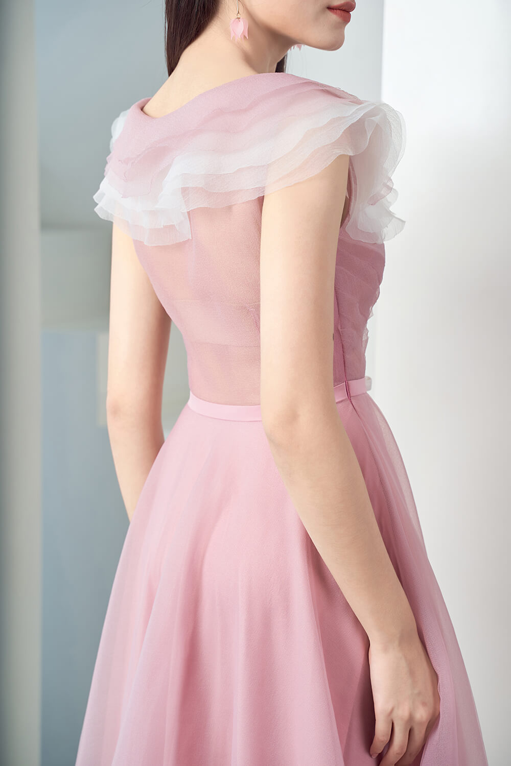 Baskom Ruffle Neckline Dress