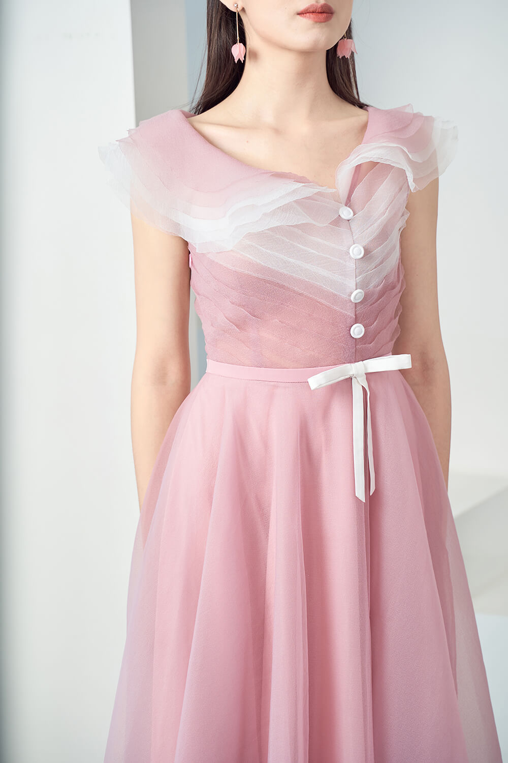 Baskom Ruffle Neckline Dress