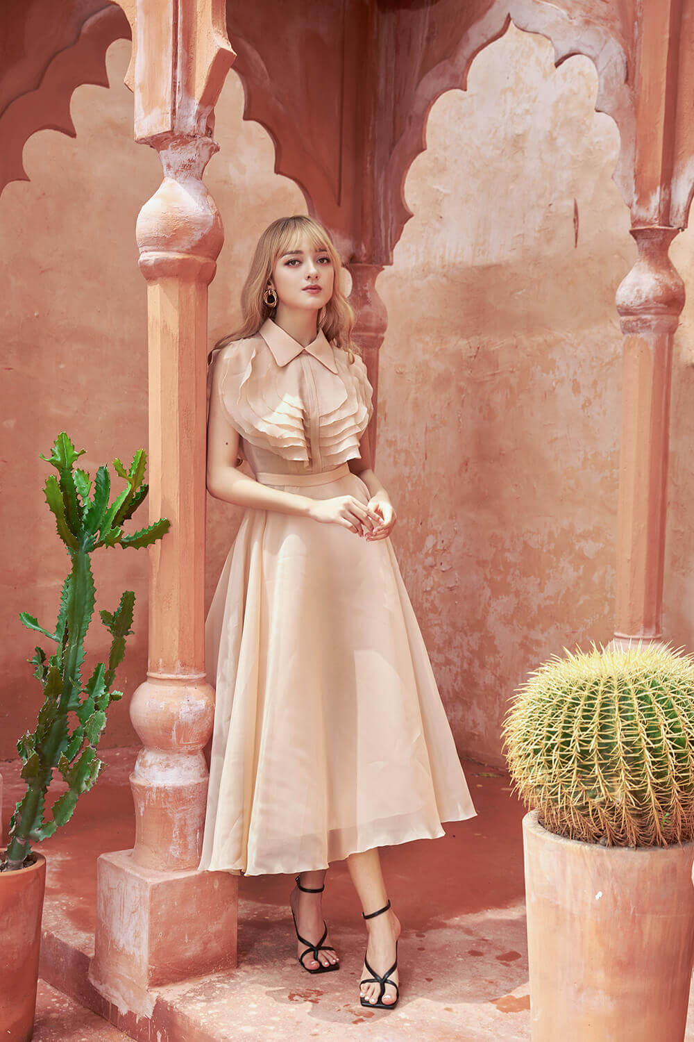 Ichigo Ruffle Neckline Dress