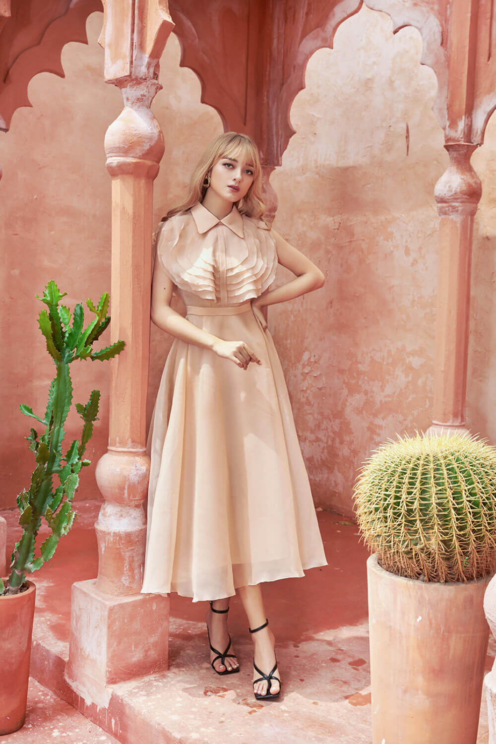 Ichigo Ruffle Neckline Dress